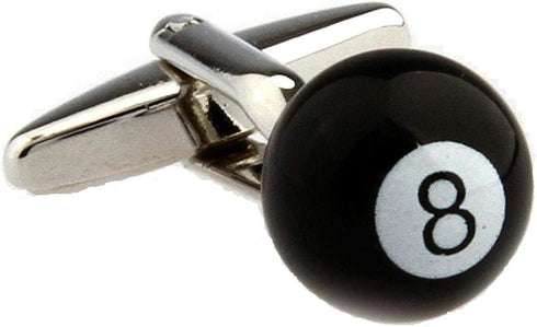 Eight 8 Ball Pool Pair Cufflinks in a Presentation Gift Box & Polishing Cloth...