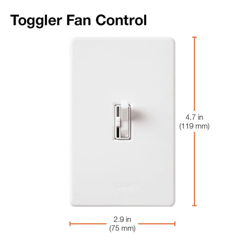 Lutron Toggler 3 Speed Fan Control, 1.5-A Single Pole/3-Way TGFSQ-FH-WH, White...