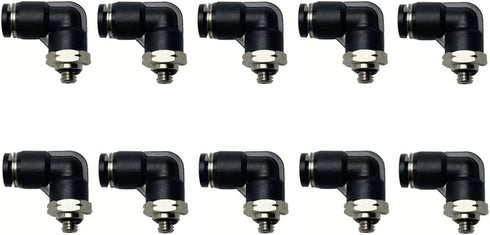 Pneumatic Male Elbow 1/8 Inch OD Tube x 10-32 UNF Push to Connect Fittings PL1/8-U10(Pack of 10)...