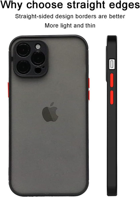 Shockproof Compatible for iPhone 12 Pro Max Case, Military Drop Protection Translucent Matte Hard Back, Frosted Mobile Case with Full Covered Came...