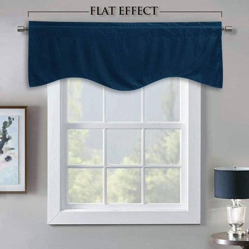 StangH Navy Blue Valances Curtains - Luxury Velvet Txture Tier Curtains Rod Pocket Top Home Fashion Short Curtains for Bedroom Gallery Office Wind...