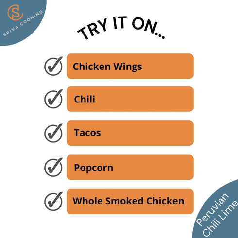 Spiva Cooking - Peruvian Chili Lime - Peruvian Seasoning - How to use: Chicken, Pork, Ground Beef, Seafood, Snacks, Tacos, Carne Asada, and more. ...