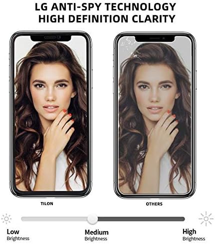 TILON (2 Pack) Privacy Screen Protector Compatible for iPhone X/XS/11 Pro, Innovative Anti-Spy 3D Touch Full Cover 9H Tempered Glass Ultra-Clear B...