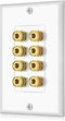 Banana Binding Post Two-Piece Coupler Inset Wall Plate for 4 Speakers Standard Single Gang White...