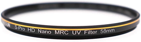 58mm UV Filter, S-Pro HD Nano MRC Camera Ultraviolet Protection Filter, Multicoated, B270, Ultra-Slim, Lens Cloth Kit...