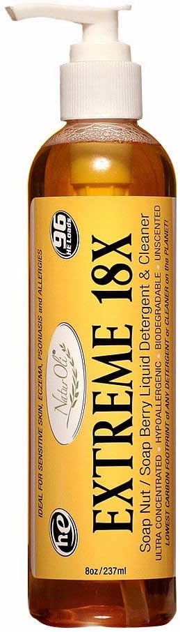 EXTREME - 18X Soap Berry Liquid Laundry Soap - All Natural Detergent And Cleaner - Highly-Concentrated, Sulfate-Free, Allergy-free, Unscented....