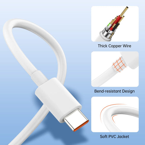 6A for Xiaomi Charger Cable, 120W Hypercharge Turbo USB Type C Fast Charging Cable for Xiaomi 14 13 12 13t 12t 12s Pro Lite Redmi Note K70 K60 K50...