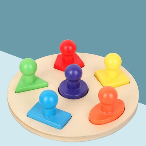 Totority Wooden Peg Shape Puzzle Montessori Puzzle Jigsaw Puzzle Geometric Toy Toddlers Preschool Learning Educational Material...
