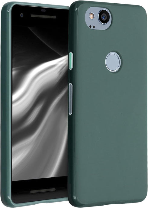 kwmobile Case Compatible with Google Pixel 2 Case - Soft Slim Protective TPU Silicone Cover - Blue Green...