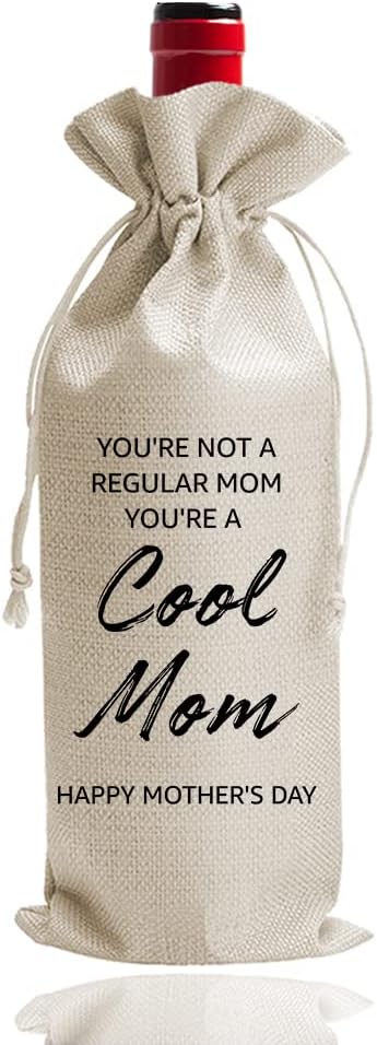 Mothers Day Wine Bag Gift from Daughter Son Funny Wine Bag - Mothers Day Wine Bag- Funny Gift for Mom - You're not a Regular mom, You're a Cool Mo...