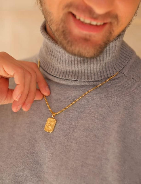 Initial Letter Pendant Necklace for Men Women 18K Gold Plated Rope Chain Necklace 20 Inches Initial Necklaces for Men...