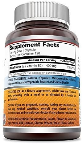 Amazing Formulas Riboflavin 400mg 120 Capsules Dietary Supplement | Non-GMO | Gluten Free | Made in USA...