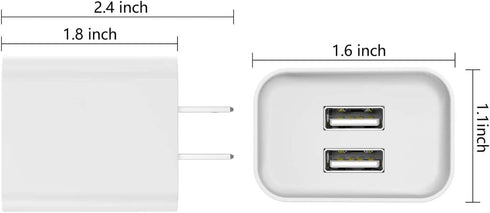 Wall Charger, USB Adapter, SUPWISER 2 Pack 10W Dual Port Quick Charger Plug Cube Replacement for iPad iPhone 15/14/13/12/11/XR/8/7/6S/6/5,Samsung ...