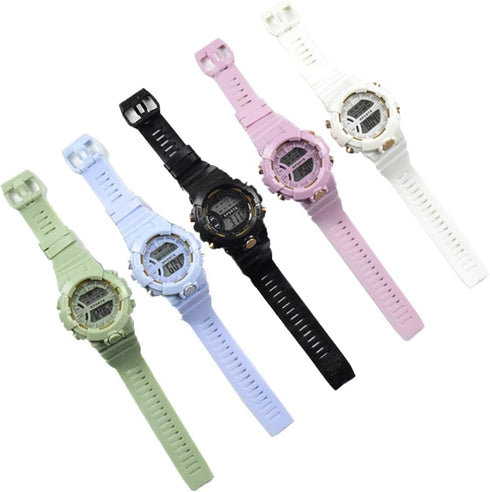 CdyBox 5 Pack Student Sports Watch with Silicone Band Luminous Alarm Stopwatch Watches Women Men Wristwatches...