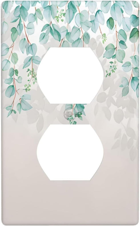 Green Leaves Duplex Outlet Light Switch Cover Decorative Faceplate Plastic Wall Plate Covers for Home Bedroom Kitchen Decor...