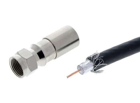 IDEAL Electrical 92-651 RTQ XR RG-6 Reg/Tri/Quad Compression F-Connector, (Card of 10), Silver...
