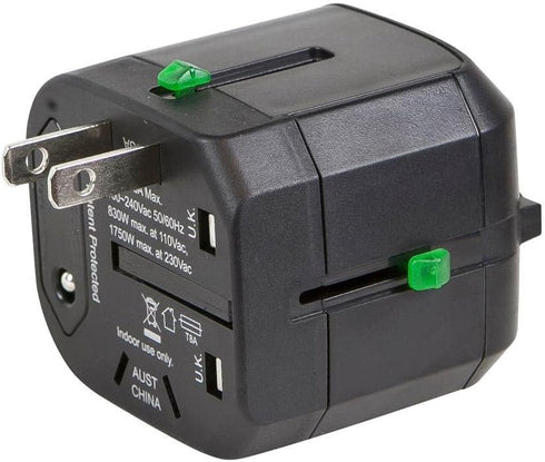 Monoprice Compact Cube Universal Travel Adapter, Supports International Power Outlets, Black...