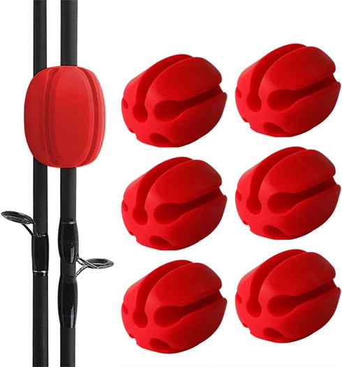 6Pcs Red Silicone Fishing Rod Storage Rack, Portable, Lightweight, Protects Fishing Rods...