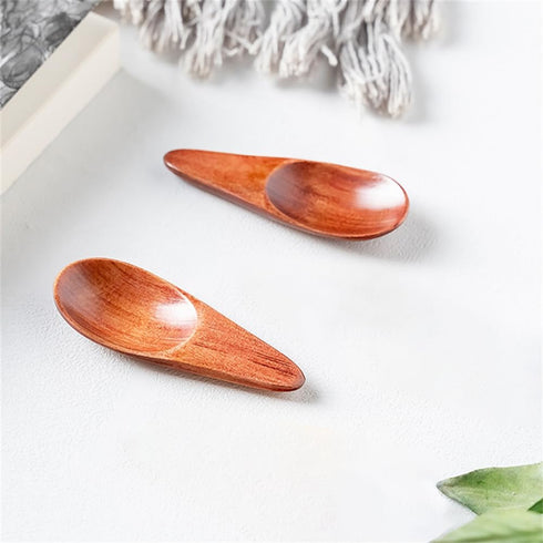 3 Pieces Mini Wooden Spoons, Small Salt Spoon with Short Handle Mini Wood Scoop for Spice Jars Tea Coffee Milk Powder, 2.76 inch, Brown...