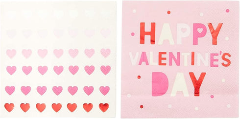 Sparkle and Bash 100-Pack Valentine’s Day Heart Napkins - 5 x 5-Inch Folded Pink Paper - 3-Ply Soft Absorbent - Decorative Party Supplies for Home...