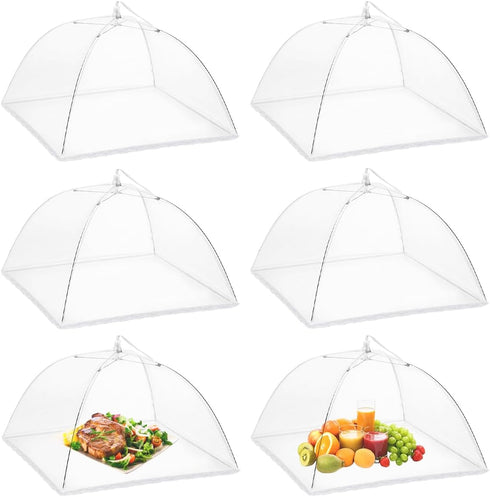 Onarway 6 Pack Food Covers 17 Inch Pop-Up Encrypted Mesh Plate Serving Tents, Fine Net Screen Umbrella for Outdoors, Parties, Picnics, BBQs, Reusa...