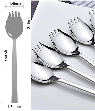 6-pack Stainless Steel Sporks for Everyday Use, Back to school lunch supplies Camping Hiking Heavy Duty Flatware set,7.6-inch (M)...