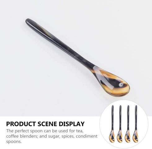 YARNOW 4pcs Small Spoons Ox Horn Caviar Spoons Mother of Pearl Spoon Soup Spoons Cocktail Stirring Spoons Tableware for Dessert Tea Coffee Ice Cre...