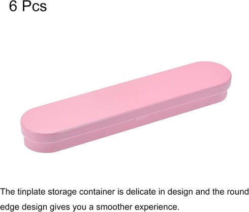 uxcell Metal Tin Box, 6pcs 6.89" x 1.5" x 0.79" Empty Tinplate Containers with Hinged Lids, Pink, for Home Organizer, Candles, Gifts, Car Keys, Cr...