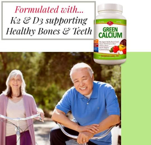 Olympian Labs Green Calcium Tablets Formulated with K2 & D3, 100 Count Supporting Healthy Bones & Teeth...
