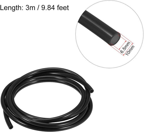 uxcell Pneumatic Air Tubing, 10mm OD x 6.5mm ID 3 Meter (118 Inch) Long PU Polyurethane Air Compressor Tubing Hose Pipe Black...