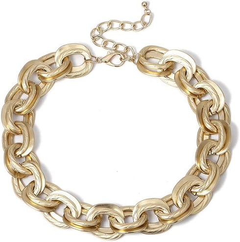 Dainty O Link Necklace Gold Chunky Choker Cuban Statement Thick Link Collar Chain Punk Hip-hop Trendy Choker Necklace for Women...