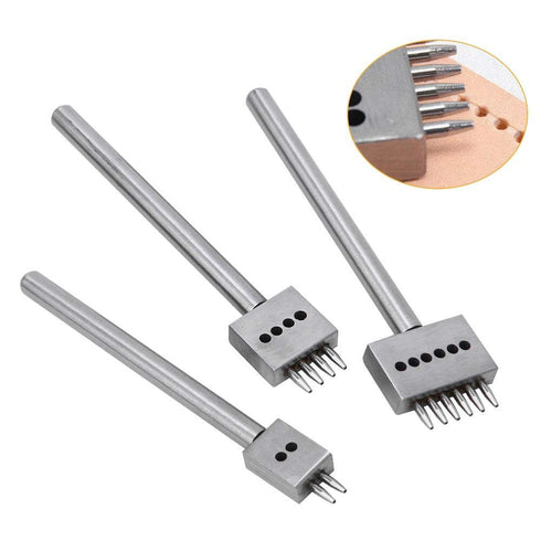 3Pcs 2/4/6 Leather Stitching Punch Prong Steel Leather Craft Tool DIY Lacing Stitching Punch Tool with 4/5/6/8mm Pitch(6mm Pitch)...