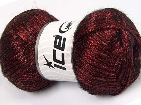 Glam Universe Metallic Shine Fuzzy Wool Nylon Blend Yarn 100 Grams, 250 Yards - Red, Black......