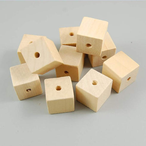 100PCS Unfinished Square Wood Beads with Holes Natural Blank Wood Cubes for DIY Craft (12mm-0.47inch)...