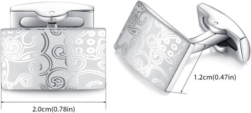 HONEY BEAR Figured Pattern Cufflinks for Men Shirt Steel Wedding Gift Silver...