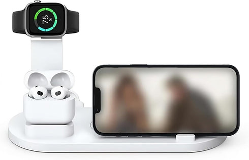 Seamless 4-in-1 Wireless Charging Station: Fast Charging for iPhone 15 to 12 Pro Max, Apple Watch, AirPods & Android Phones | Effortless Charging ...