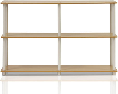 Furinno 99130BE/WH 3-Tier Double Size Storage Display Rack, Beech/White...