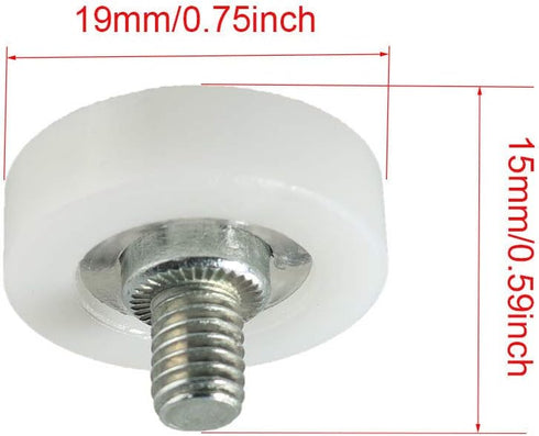 Drawer Bearing 6PCS 19mm White Round Flat Nylon Pulleys Positioning Rollers with Screws File Cabinet Wheels...