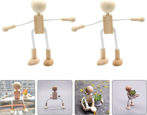 4 pcs Unfinished Wooden Robot Peg Dolls Wooden Figures People Bodies for DIY Painting Supplies Peg Dolls...