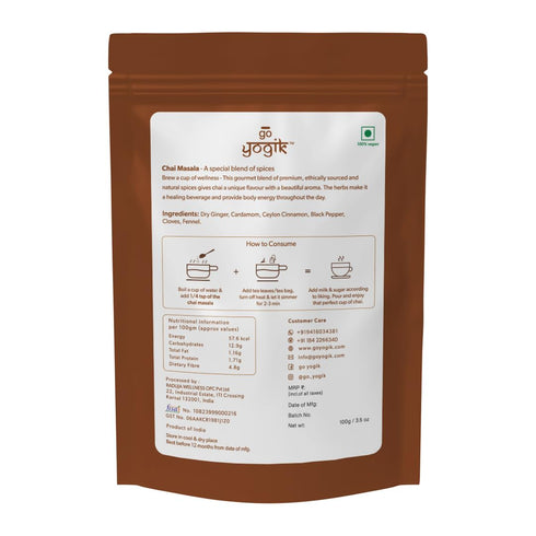 Chai tea spice blend | Go-Yogik Chai Masala| Authentic Indian blend (80 cups)-3.5oz | Lab Tested | Caffiene Free | Vegan | Gluten Free | Unsweeten...