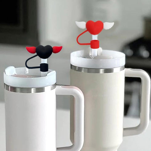 Purple Straw Cover,Love Wing Straw Covers Cap Toppers for Stanley Cup,10mm Silicone Straw Cover Fits For Stanley 30&40 Oz Tumbler,Themed Party Gif...