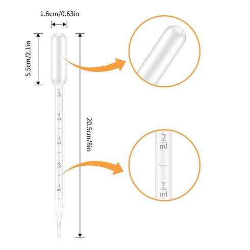 100 Pcs 5ML Plastic Transfer Pipettes for Essential Oils,liquids,Graduated...