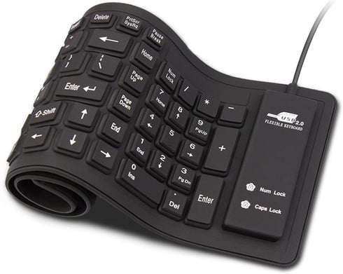 sungwoo Foldable Silicone Keyboard USB Wired Waterproof Rollup Keyboard for PC Notebook Laptop (All Black)...