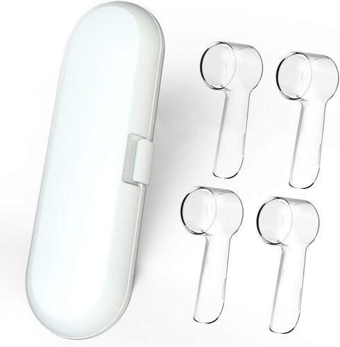 Electric Toothbrush Travel Case for Oral-B Toothbrushes - 4 Pcs Toothbrush Head Covers Compatible with Oral B Electric Toothbrush Heads (White)...