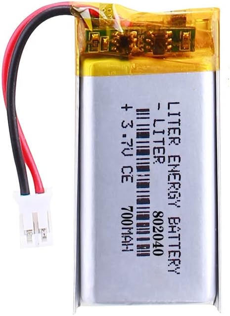Liter 3.7V 700mAh 802040 Lipo Battery Rechargeable Lithium Polymer ion Battery Pack with JST 2.0mm Connector...