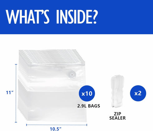 VICARKO Sous Vide Bags, Food Saver Zipper Bags, Reusable Vacuum Storage Bags, Freezer Safe, BPA Free Plastic, 10 Pcs, 11.0 x 10.5”...