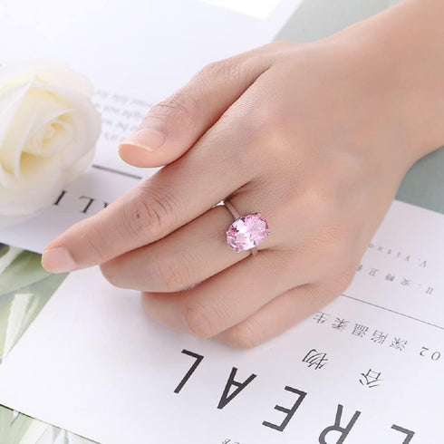 ASFKIPMF Women 925 Silver Oval Cut Pink Topaz Gemstone Gp Pink Austria Crystal Lady Bridal Wedding Engagement Zircon Cushion Cut Super Light Pink ...