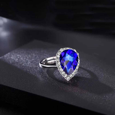3 PCS Jewelry Set for Women Crystal Pendant Necklace Earring Ring...