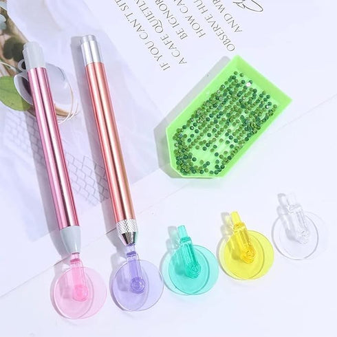 6pcs Diamond Painting Pen Scroll Wheel with Adhesive Tape Set,360 Fast Point Drill Pen Head,Diamonds Picker Roller for DIY Craft Diamond Painting ...