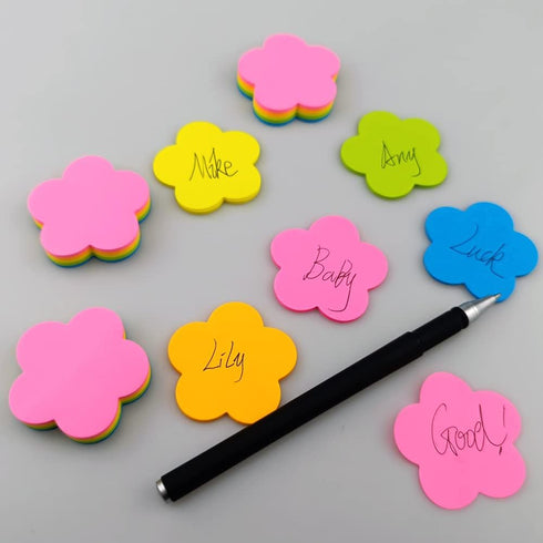 Mini Flower Shaped Sticky Notes Colorful Cute Sticky Notes Fun Self-Stick Memo Pads Set for Office School (4 Pads 400 Sheets)...